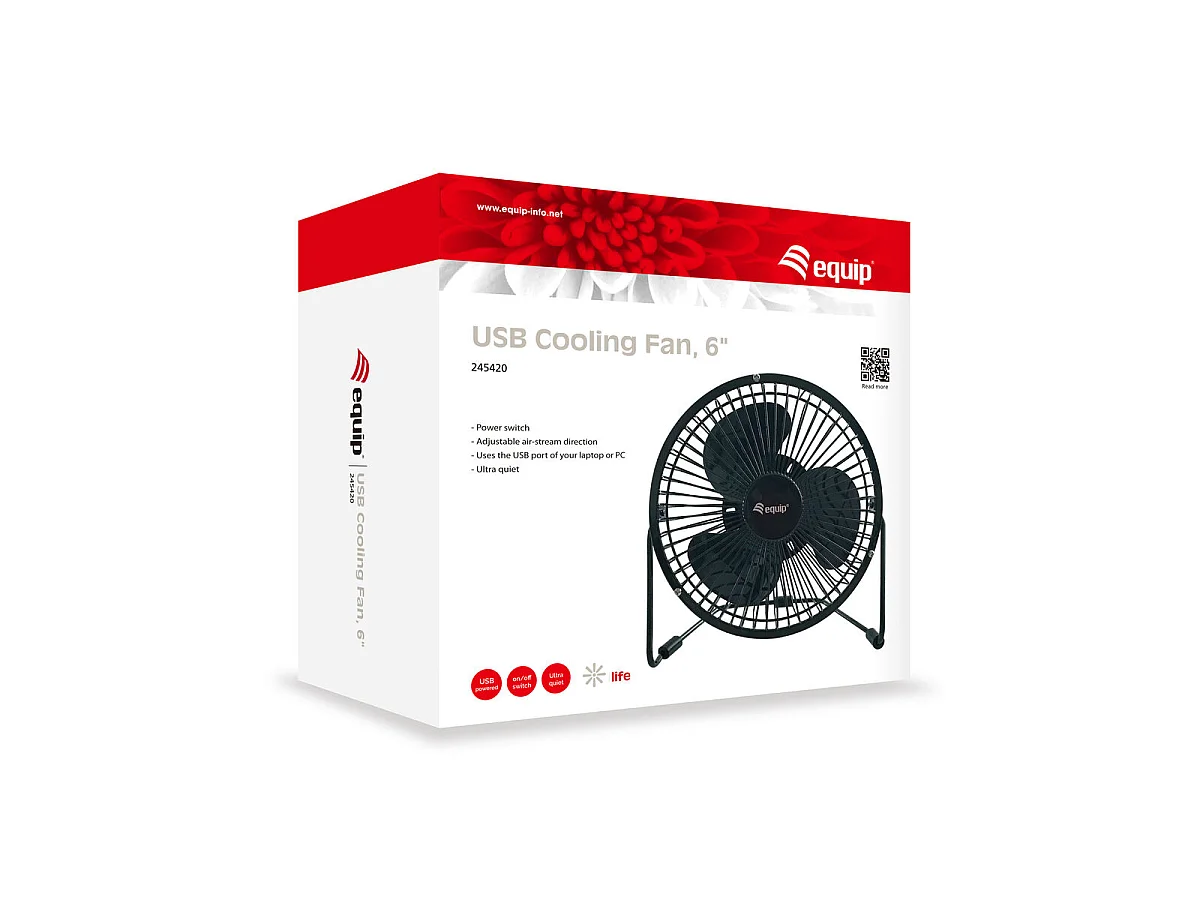 Ventilador de Suelo Negro Portátil Equip 245420 con Alimentación USB