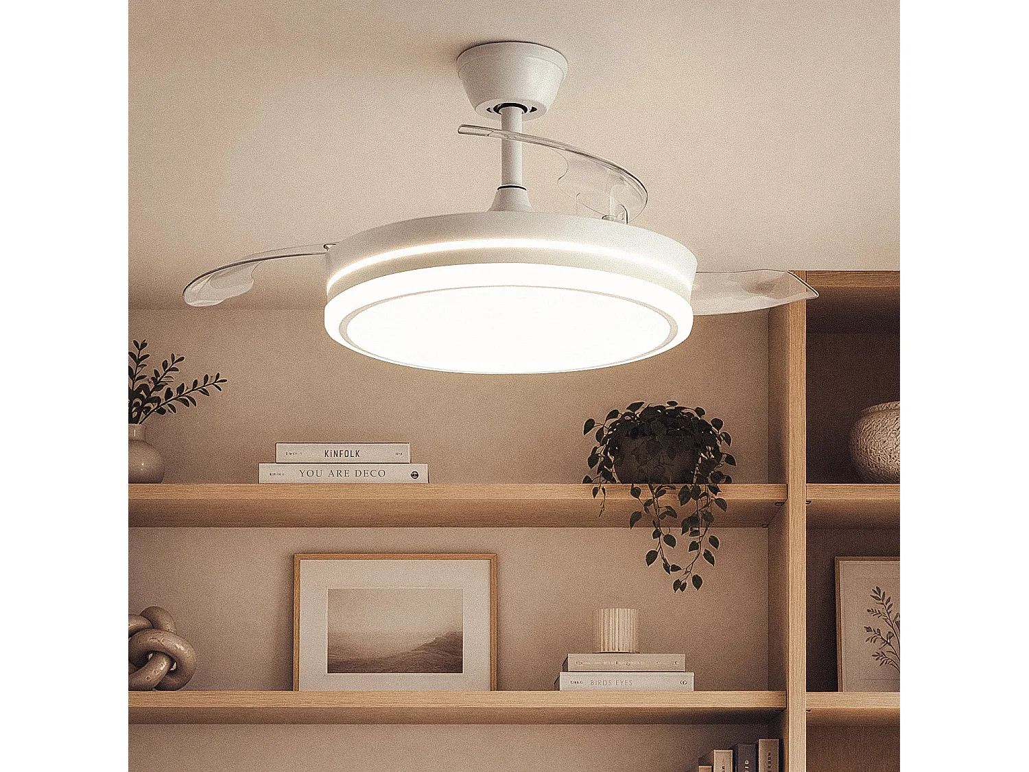 Ventilador de Techo con luz Silencioso DC aspas retráctiles Dalori Evo