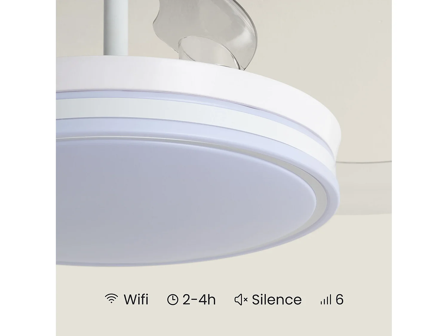 Ventilador de Techo con luz Silencioso DC aspas retráctiles Dalori Evo