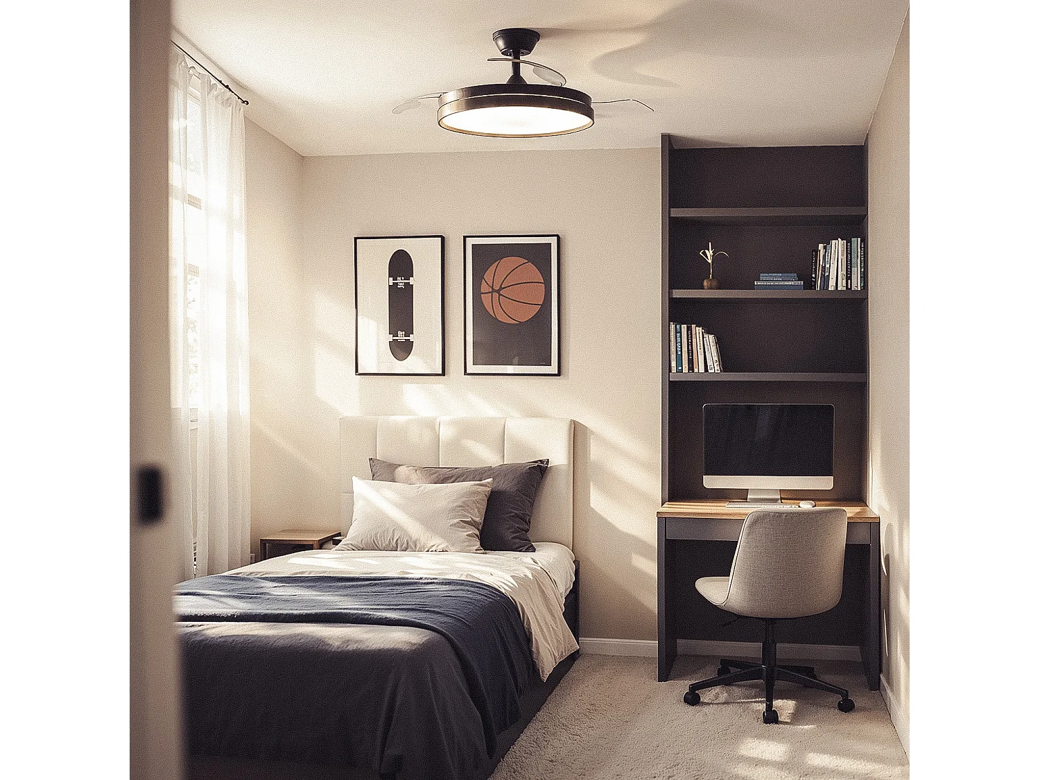 Ventilador de Techo con luz Silencioso DC aspas retráctiles Kaios