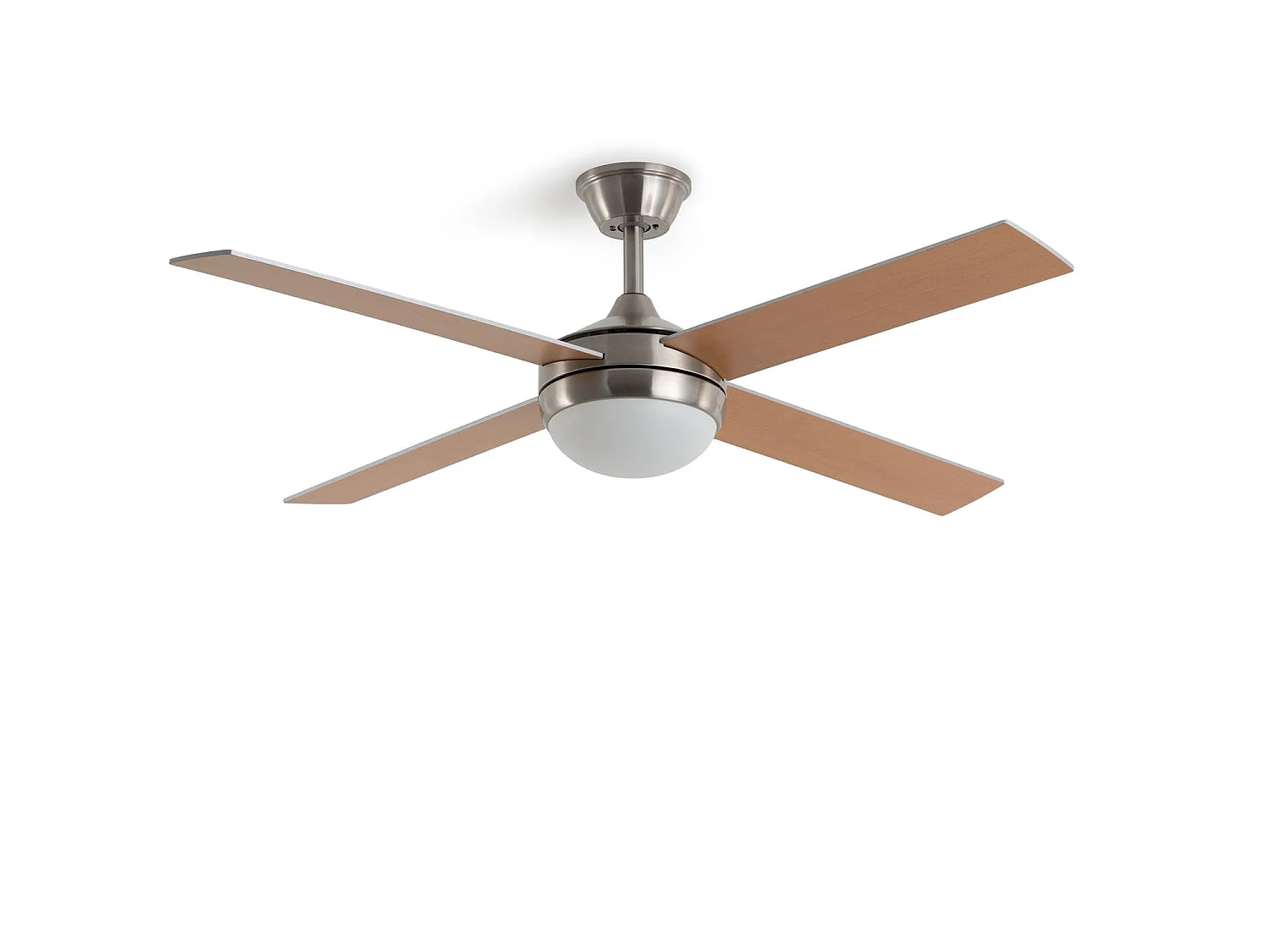 Ventilateur de Plafond avec Éclairage Silencieux DC Pales en Bois Navy Evo Bois Télécommande Grand (entre 20–30 m²) 132 cm Nickel