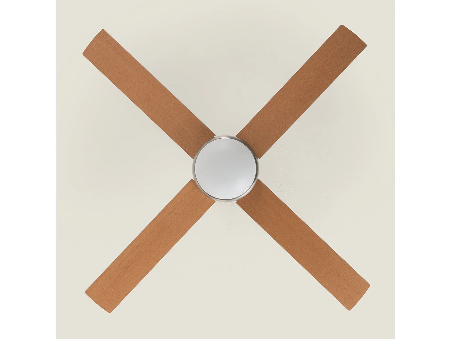 Ventilateur de Plafond avec Éclairage Silencieux DC Pales en Bois Navy Evo Bois Télécommande Grand (entre 20–30 m²) 132 cm Nickel