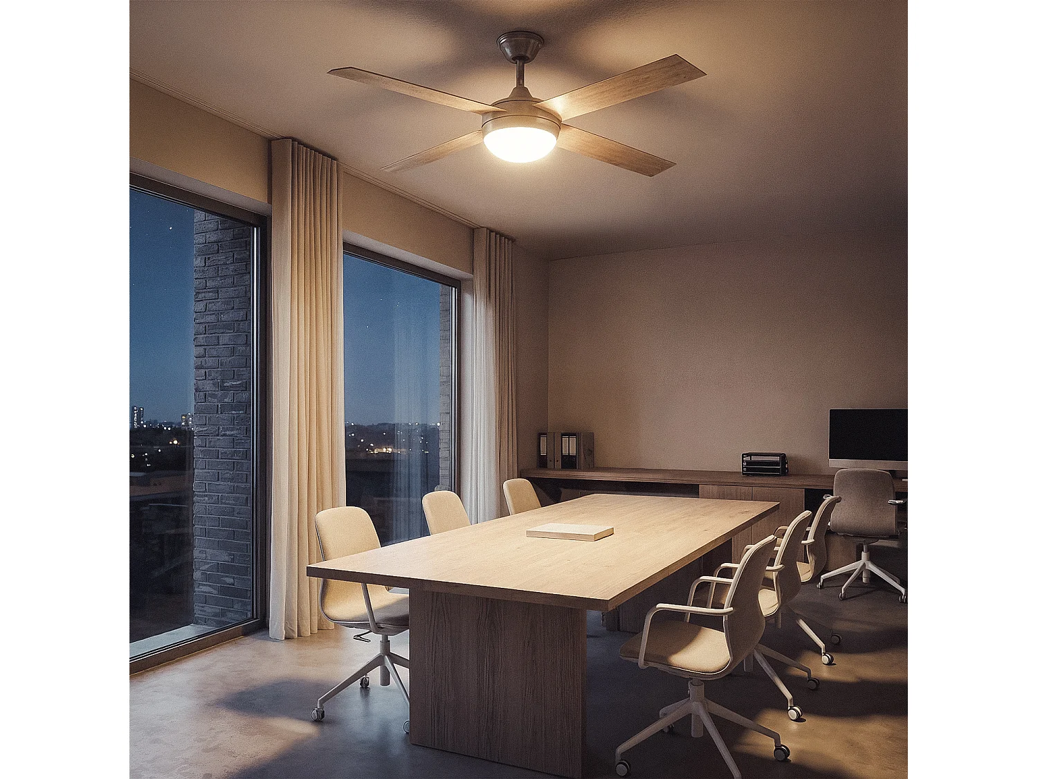 Ventilateur de Plafond avec Éclairage Silencieux DC Pales en Bois Navy Evo Bois Télécommande Grand (entre 20–30 m²) 132 cm Nickel