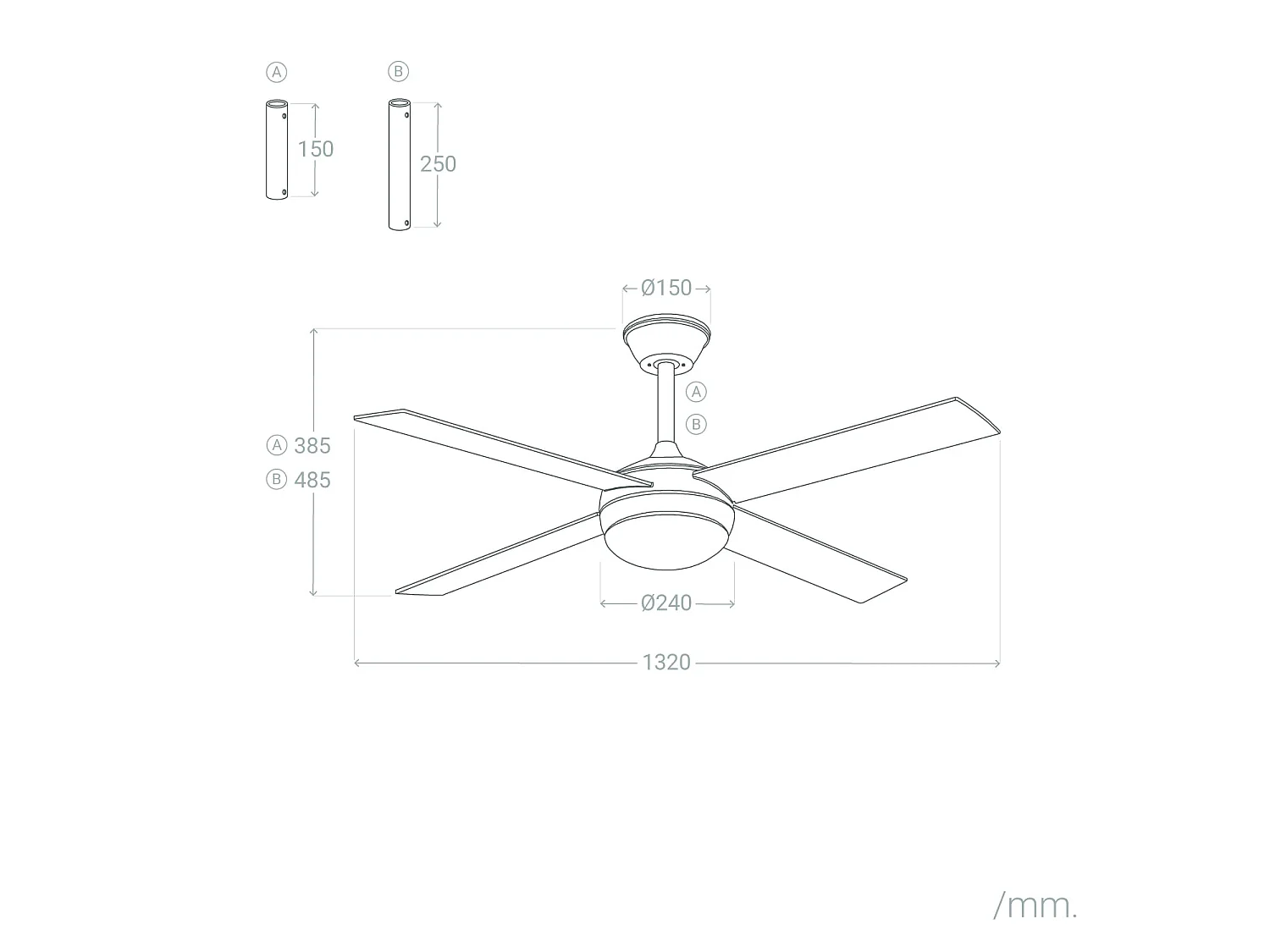 Ventilateur de Plafond avec Éclairage Silencieux DC Pales en Bois Navy Evo Bois Télécommande Grand (entre 20–30 m²) 132 cm Nickel