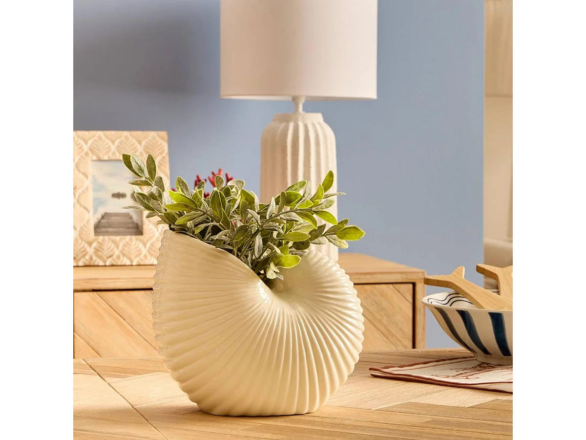 Vase Coquillage en Dolomite "Océania" 22cm Blanc