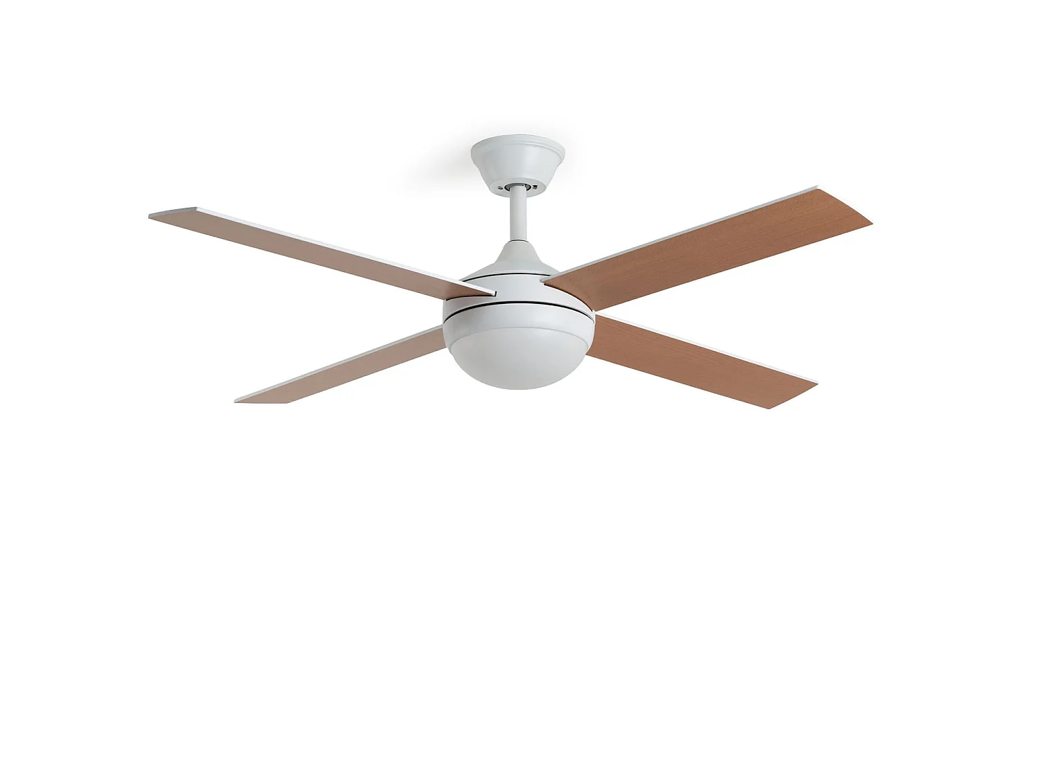 Ventilateur de Plafond avec Éclairage Silencieux DC Pales en Bois Navy Evo Bois Télécommande Grand (entre 20–30 m²) 132 cm Blanc