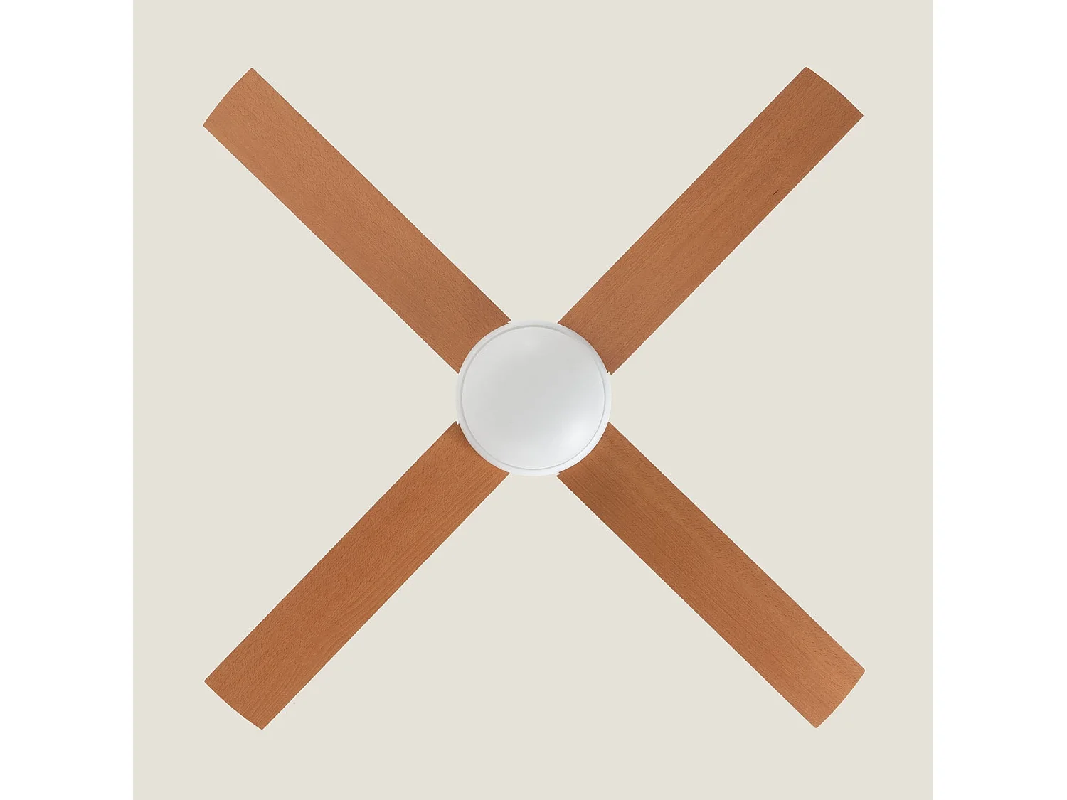 Ventilateur de Plafond avec Éclairage Silencieux DC Pales en Bois Navy Evo Bois Télécommande Grand (entre 20–30 m²) 132 cm Blanc