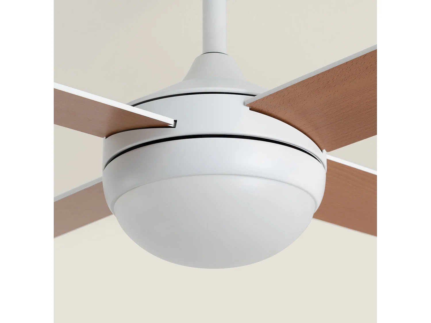 Ventilateur de Plafond avec Éclairage Silencieux DC Pales en Bois Navy Evo Bois Télécommande Grand (entre 20–30 m²) 132 cm Blanc
