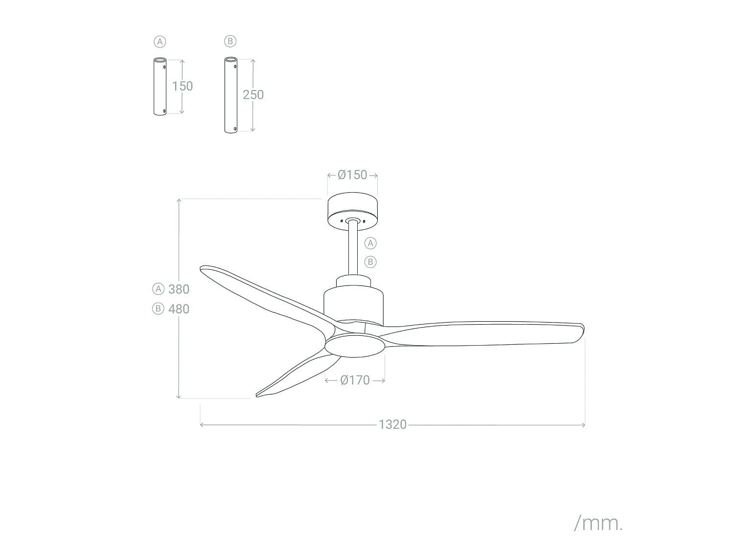 Ventilador de Techo con luz Silencioso DC Merion