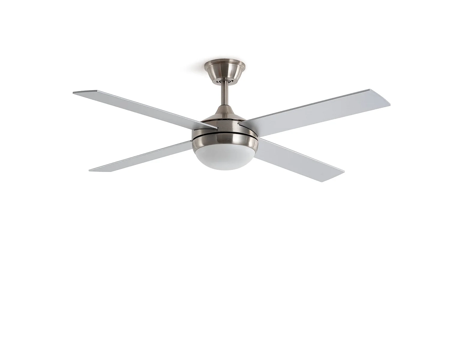 Ventilateur de Plafond avec Éclairage Silencieux DC Pales en Bois Navy Evo Argent Télécommande Grand (entre 20–30 m²) 132 cm Nickel