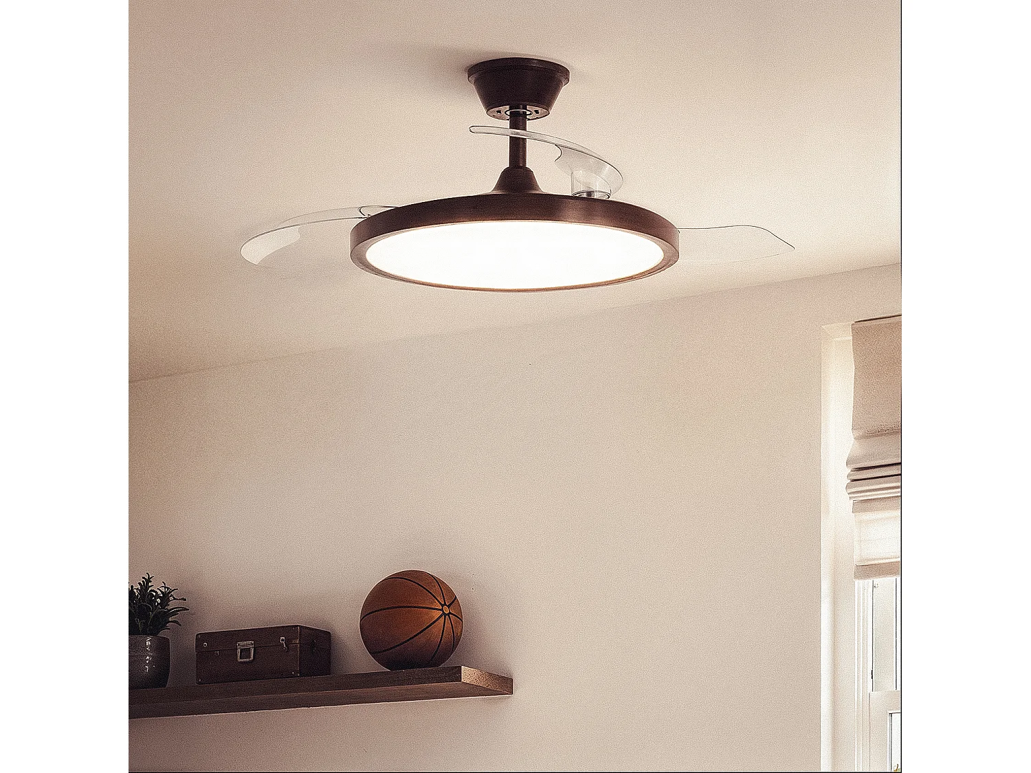 Ventilador de Techo con luz Silencioso DC aspas retráctiles Kleon