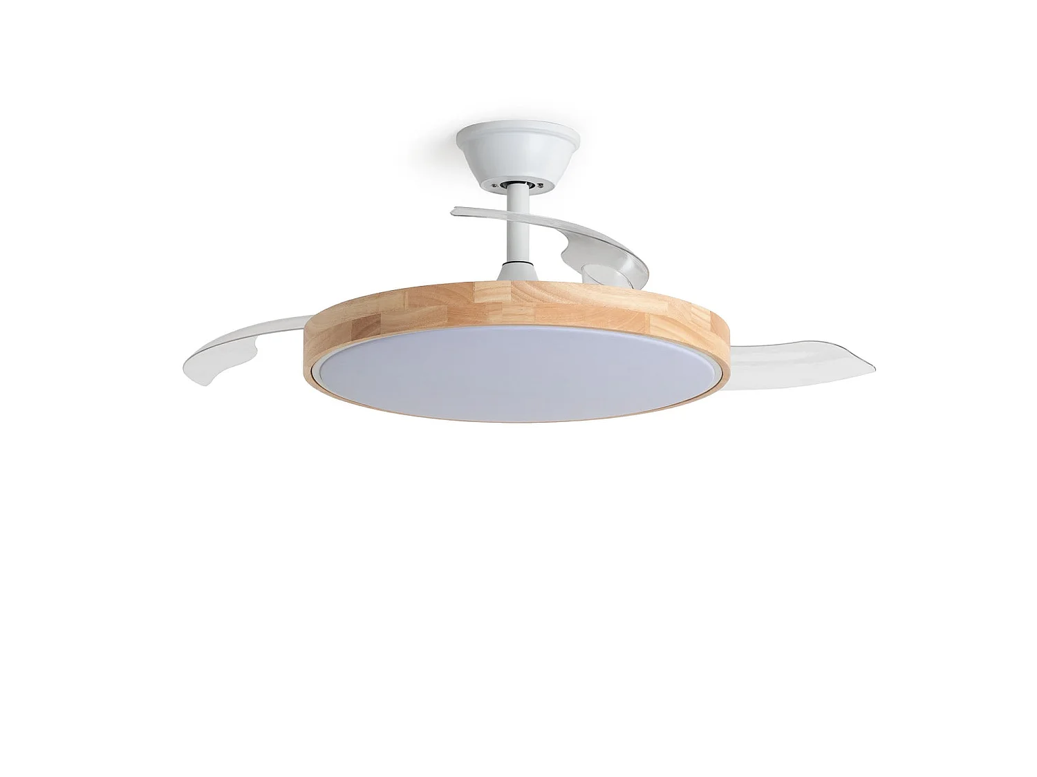 Ventilateur de Plafond avec Éclairage Silencieux DC Pales Rétractables Dari Transparent Télécommande Moyen (entre 10 et 20 m²) 105 cm Blanc