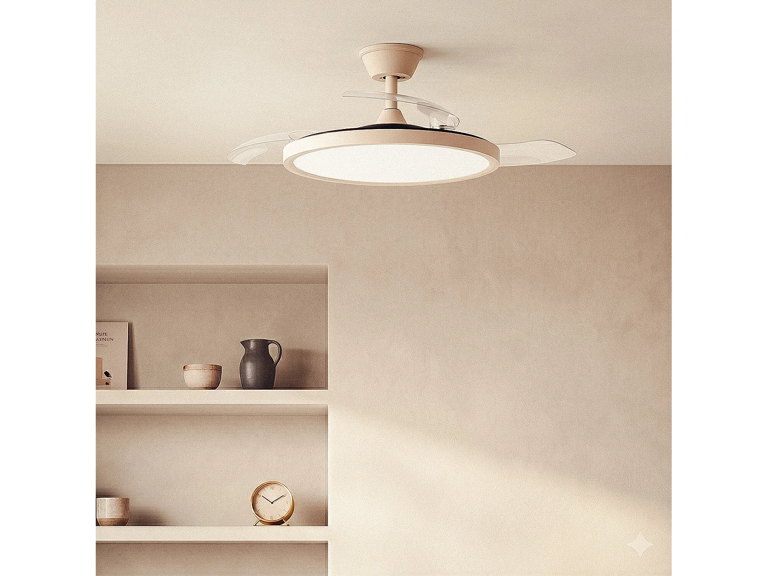 Ventilador de Techo con luz Silencioso DC aspas retráctiles Kleon