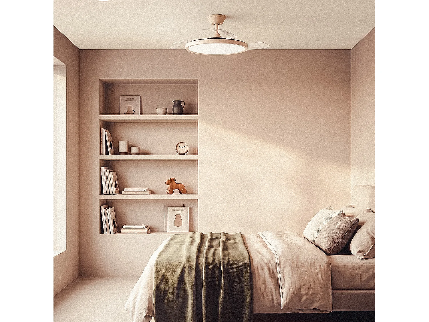 Ventilador de Techo con luz Silencioso DC aspas retráctiles Kleon