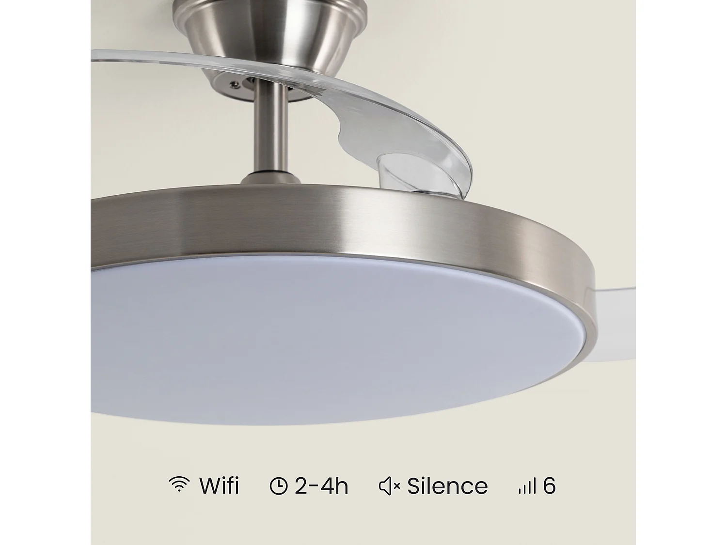 Ventilador de Techo con luz Silencioso DC aspas retráctiles Tori