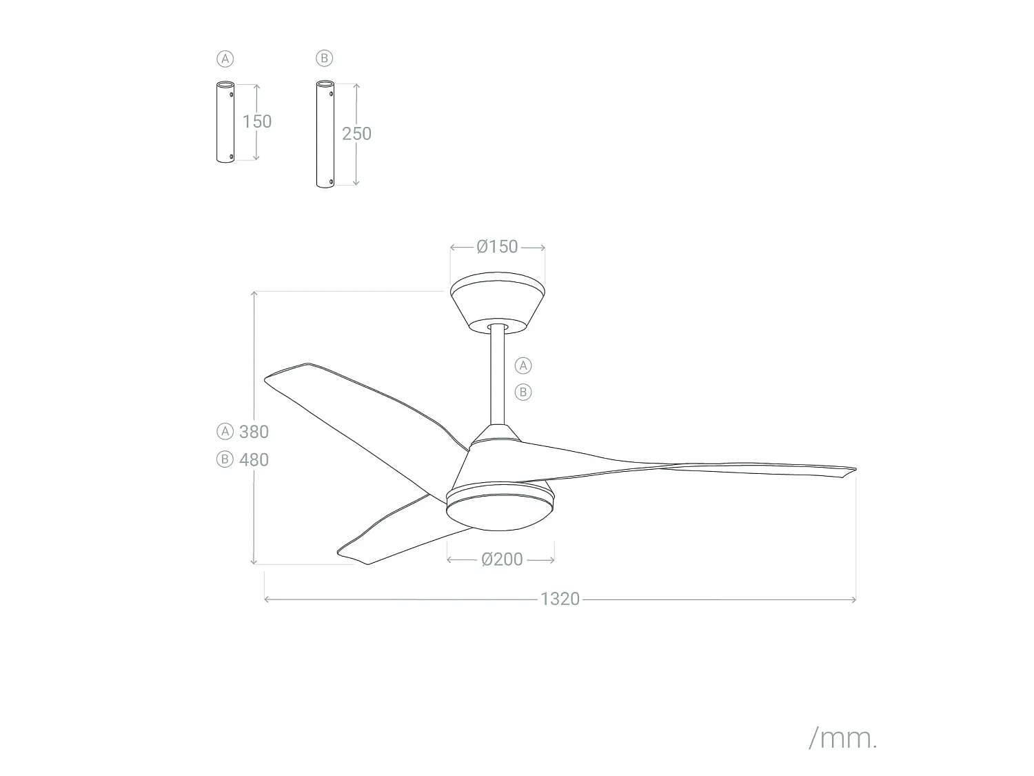 Ventilador de Techo con luz silencioso DC Eubea