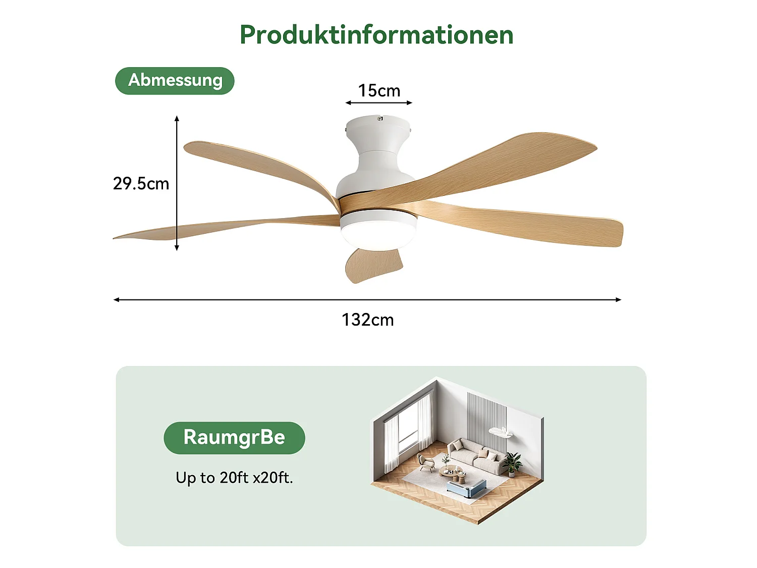 Ventilateur de plafond 132 cm avec éclairage LED dimmable et télécommande Blanc ABS