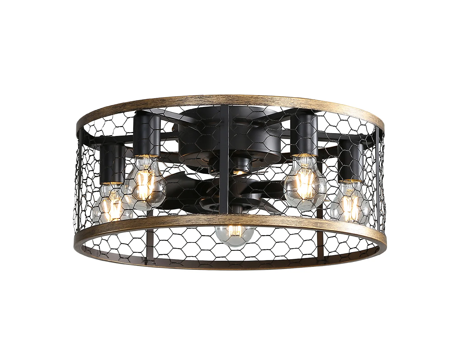 Ventilateur de plafond 50.8 cm avec télécommande, moteur réversible, éclairage ABS acier noir