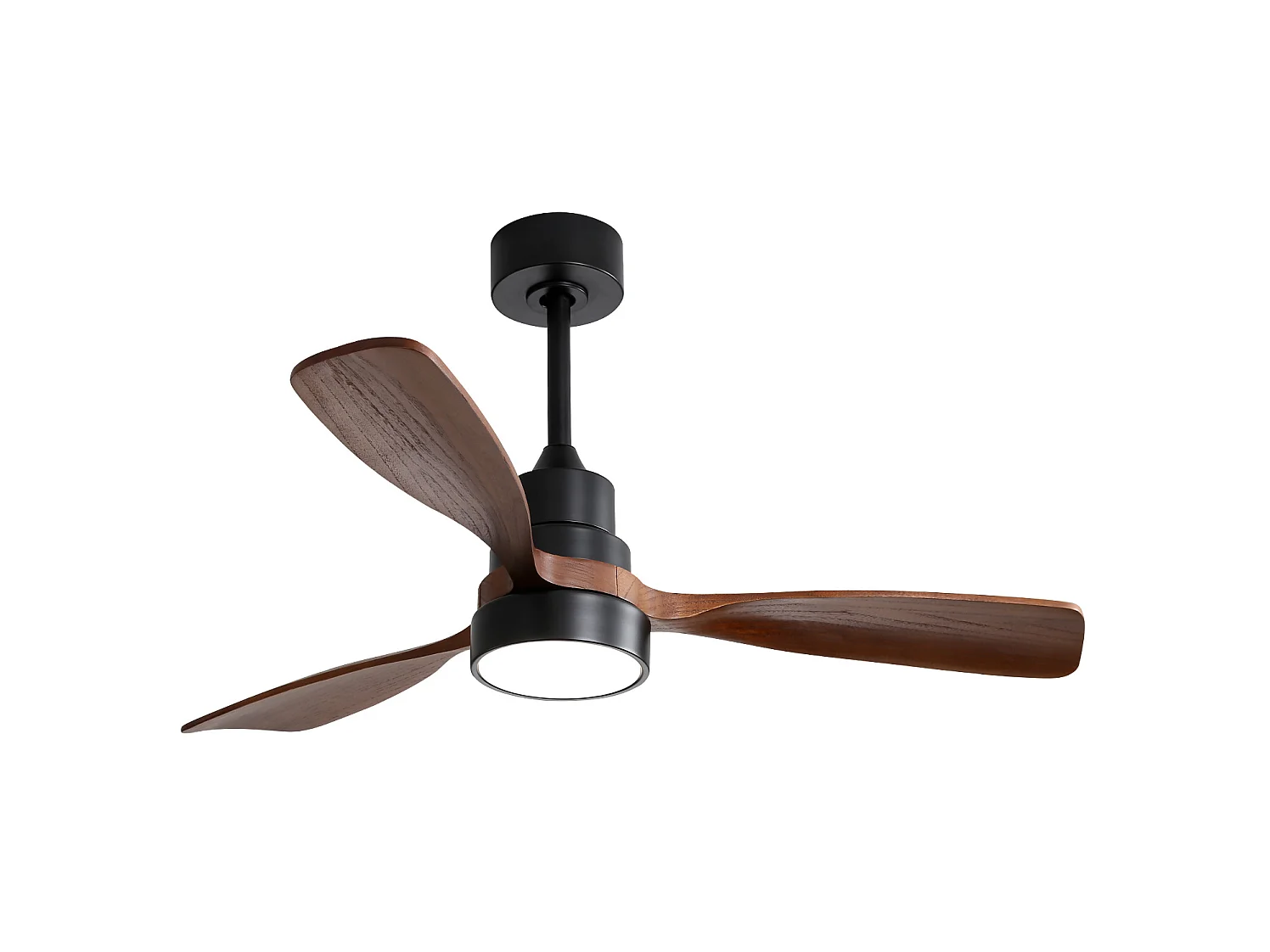 Ventilateur de plafond 121.9 cm avec éclairage LED, télécommande et moteur réversible Métal et bois noir