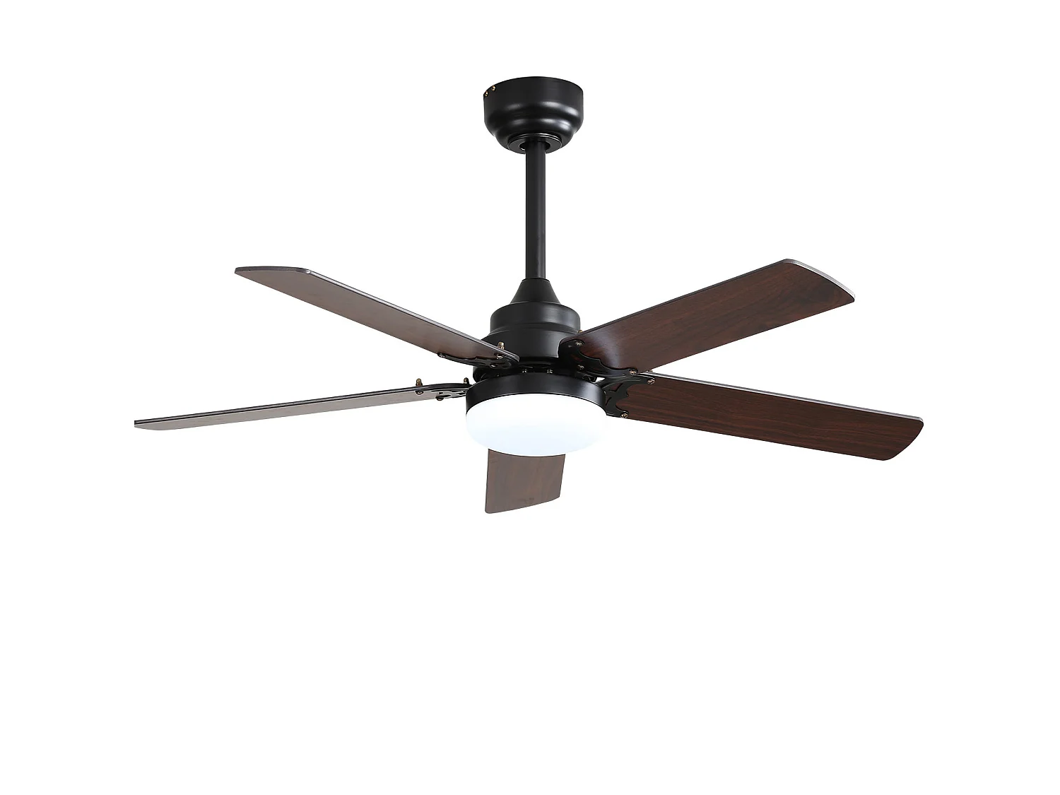 Ventilateur de plafond 106 cm avec éclairage LED, télécommande, moteur DC réversible Noir MDF