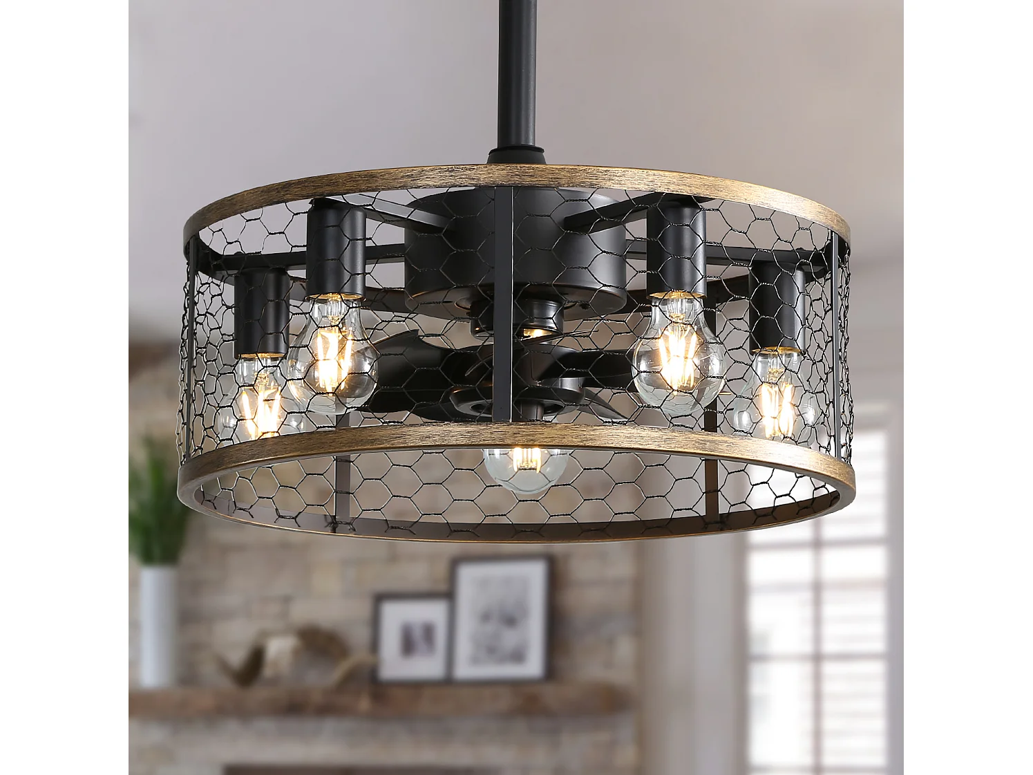 Ventilateur de plafond 50.8 cm avec télécommande avec lumière ABS et acier noir