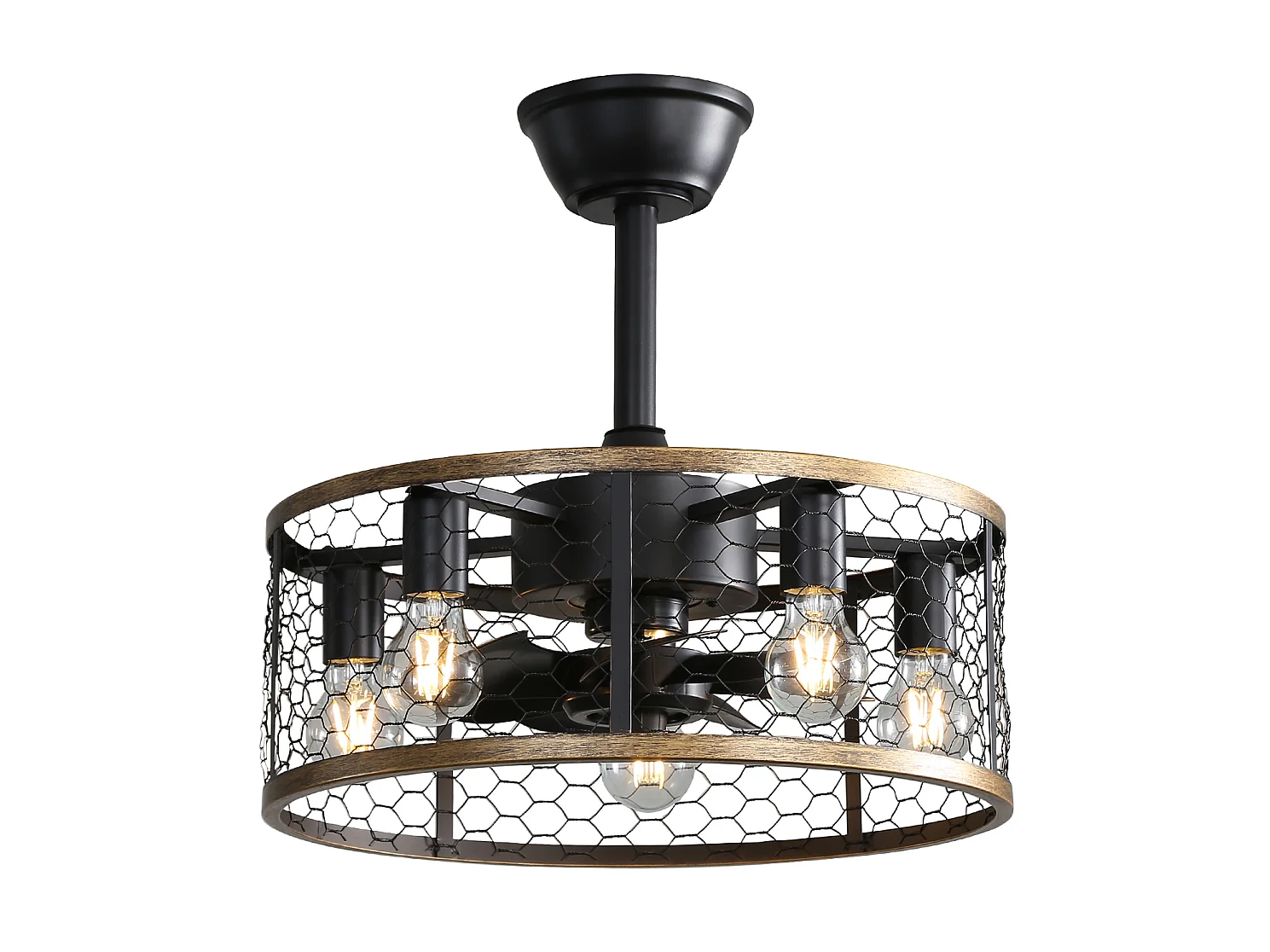 Ventilateur de plafond 50.8 cm avec télécommande avec lumière ABS et acier noir