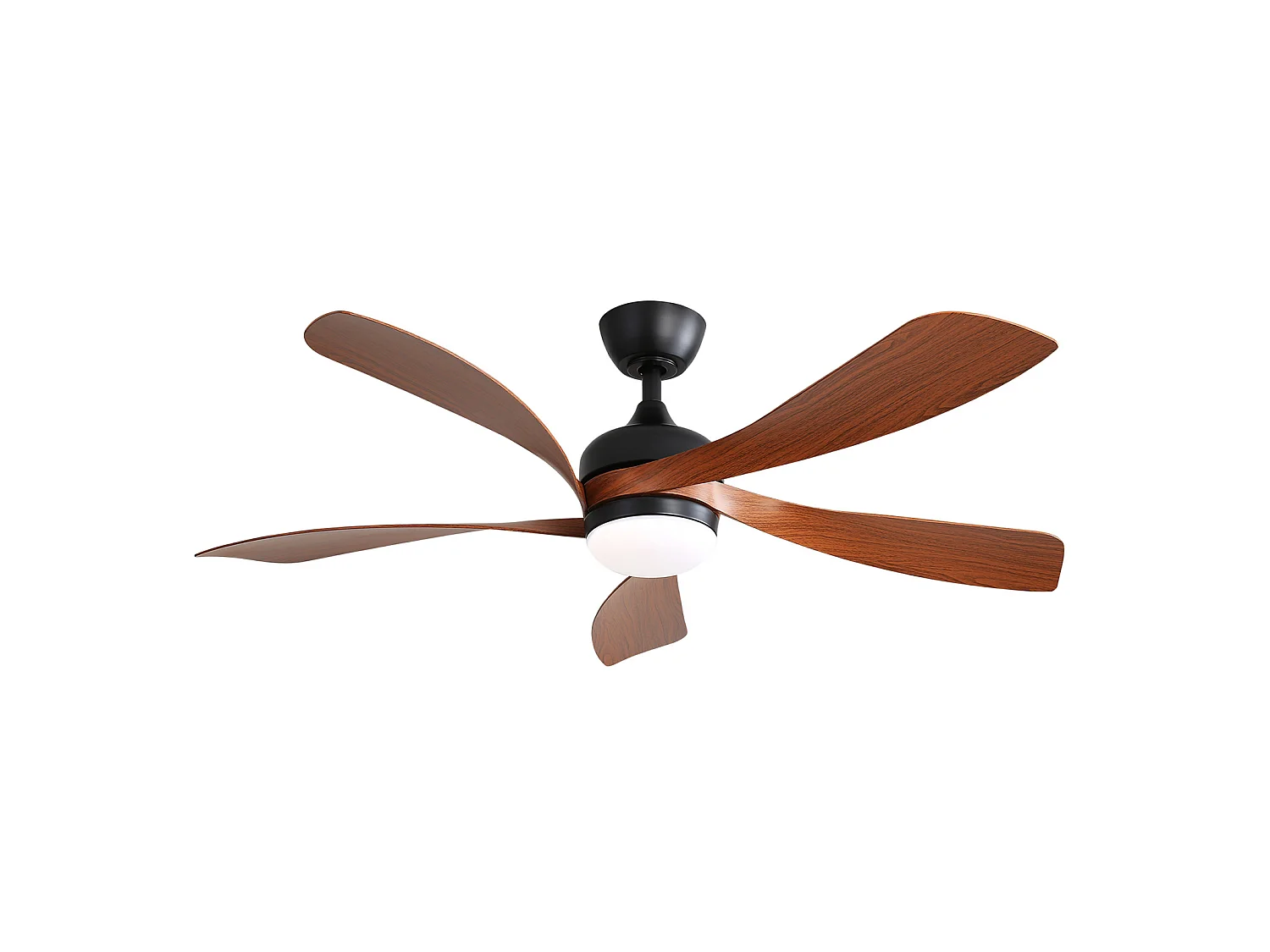 Ventilateur de plafond 132 cm avec éclairage LED 3 couleurs, télécommande et moteur réversible ABS noir