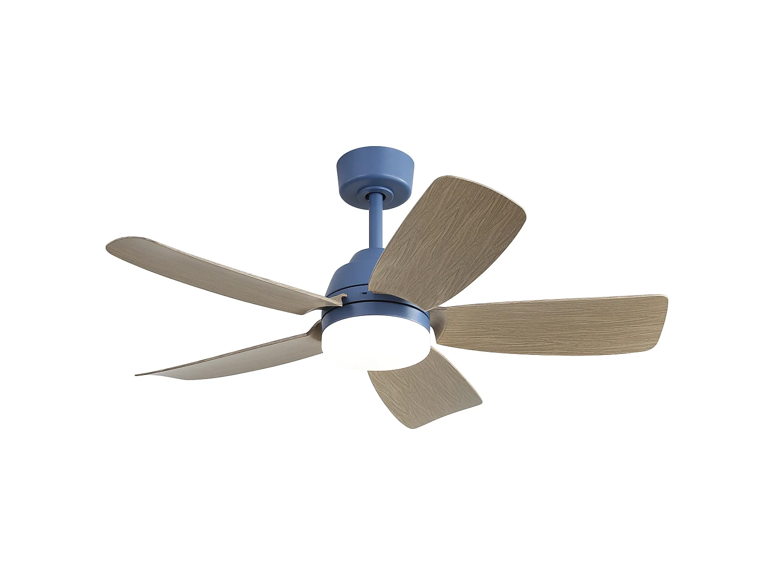 Ventilateur de plafond 107 cm avec éclairage LED dimmable, télécommande, 5 pales ABS bleu foncé