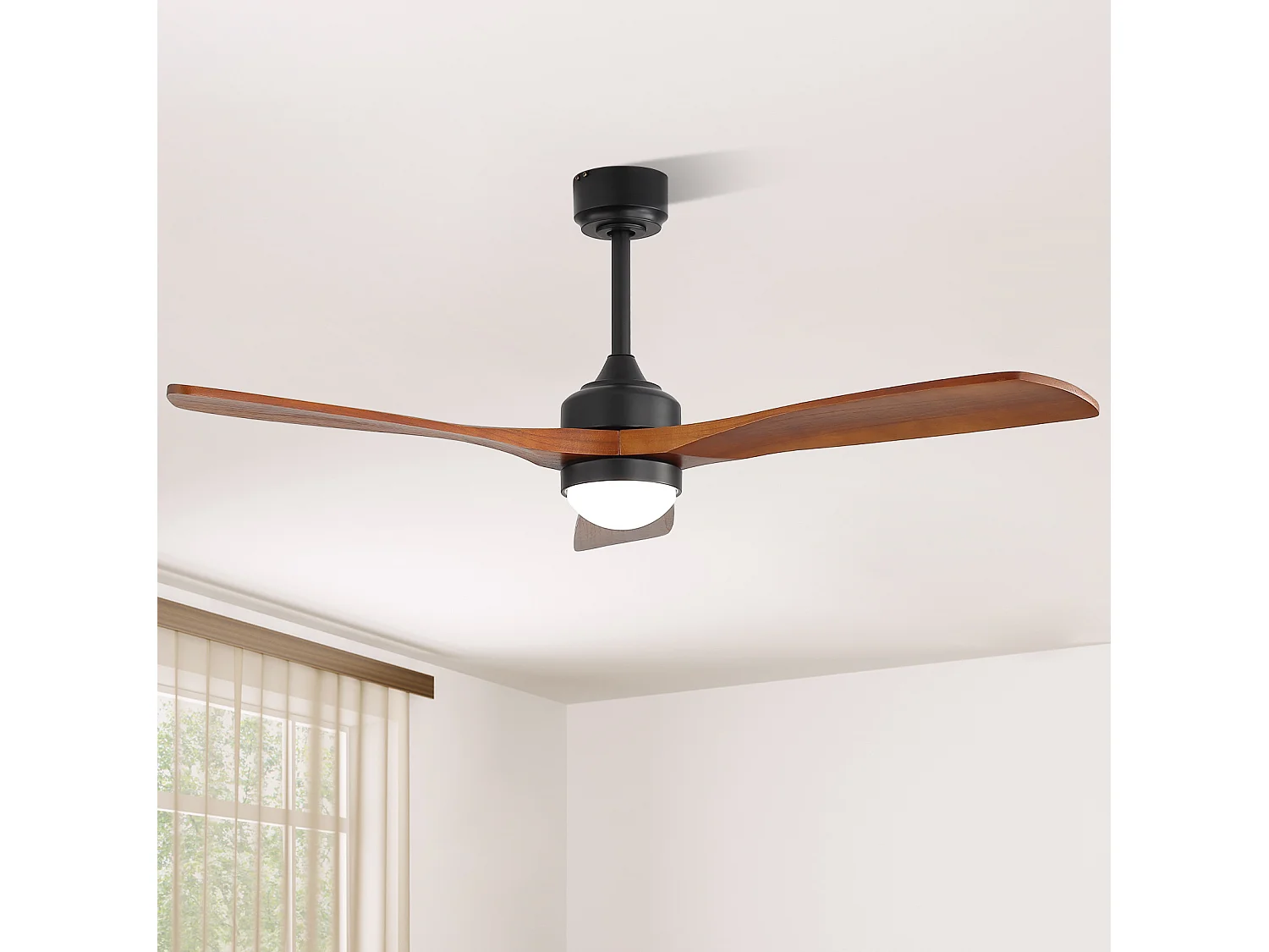Ventilateur de plafond avec éclairage LED à intensité réglable avec mémoire et télécommande Bois massif noir