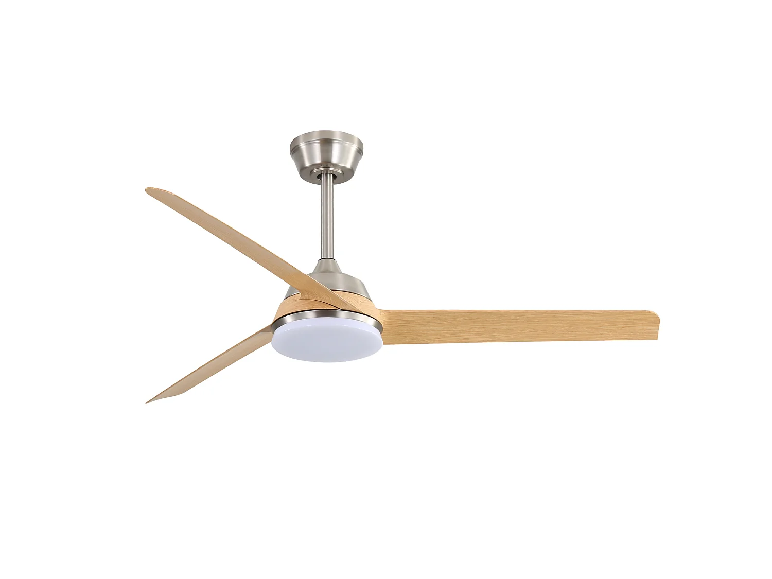 Ventilateur de plafond 132 cm avec LED 22 W, télécommande, minuterie ABS nickel brossé