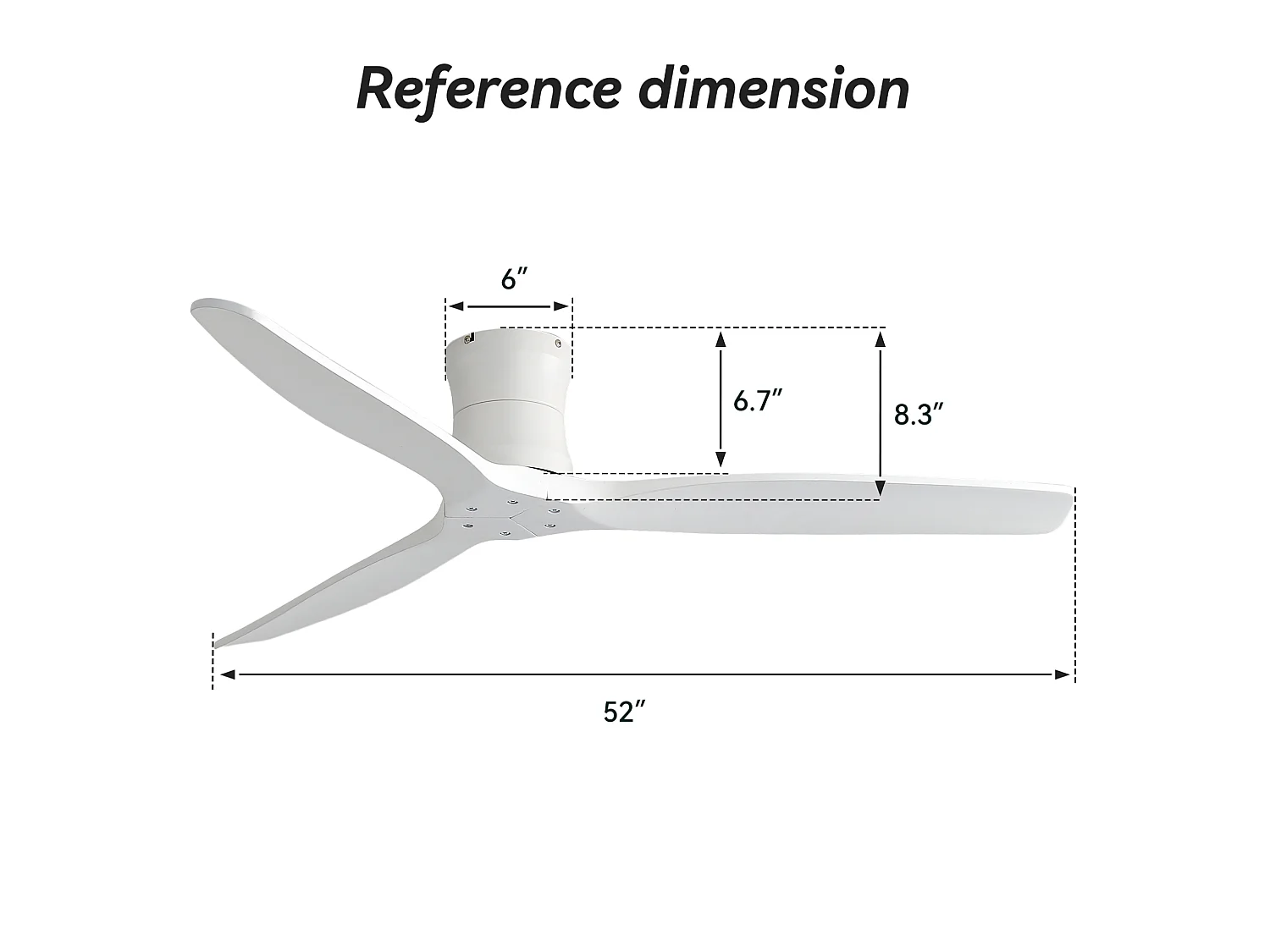 Ventilateur de plafond 132 cm avec télécommande avec moteur DC Bois massif blanc mat