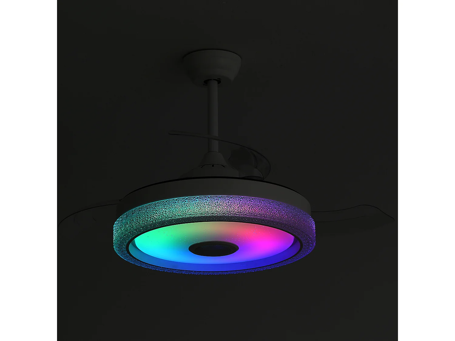 Ventilateur de plafond 106.7 cm avec éclairage LED RGB et haut-parleur Bluetooth Blanc