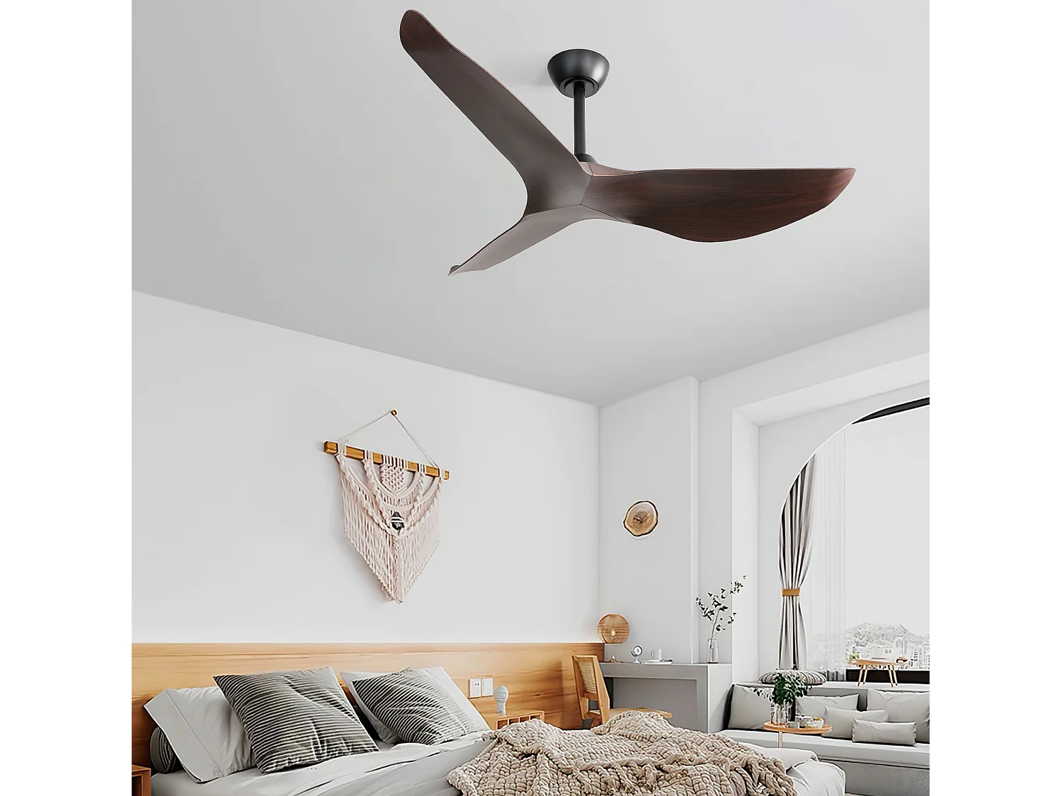 Ventilateur de plafond 132 cm avec télécommande sans éclairage ABS noir