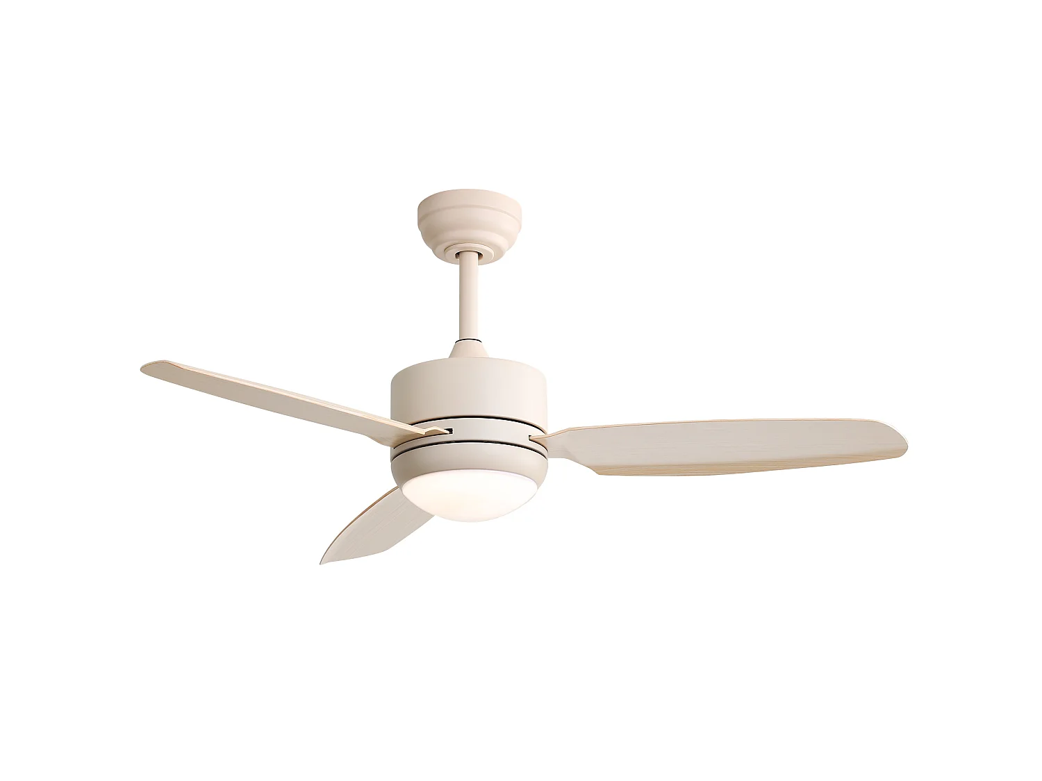 Ventilateur de plafond 117 cm avec lumière LED et télécommande ABS blanc cassé