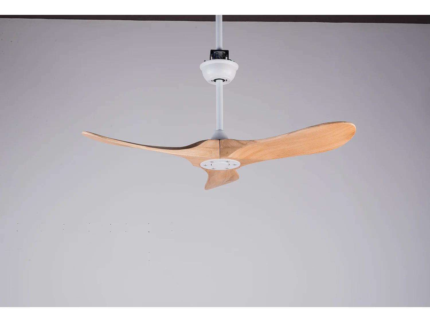 Ventilateur de plafond 132 cm sans éclairage avec télécommande Blanc naturel Métal bois