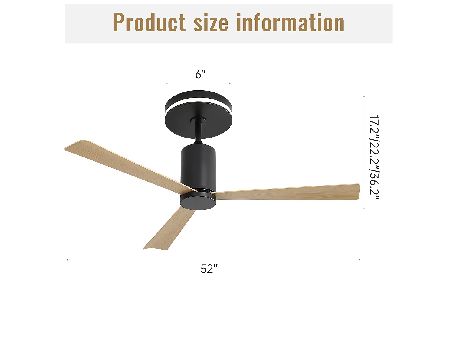 Ventilateur de plafond 132 cm avec éclairage LED, télécommande, moteur DC réversible, ABS nickel brossé