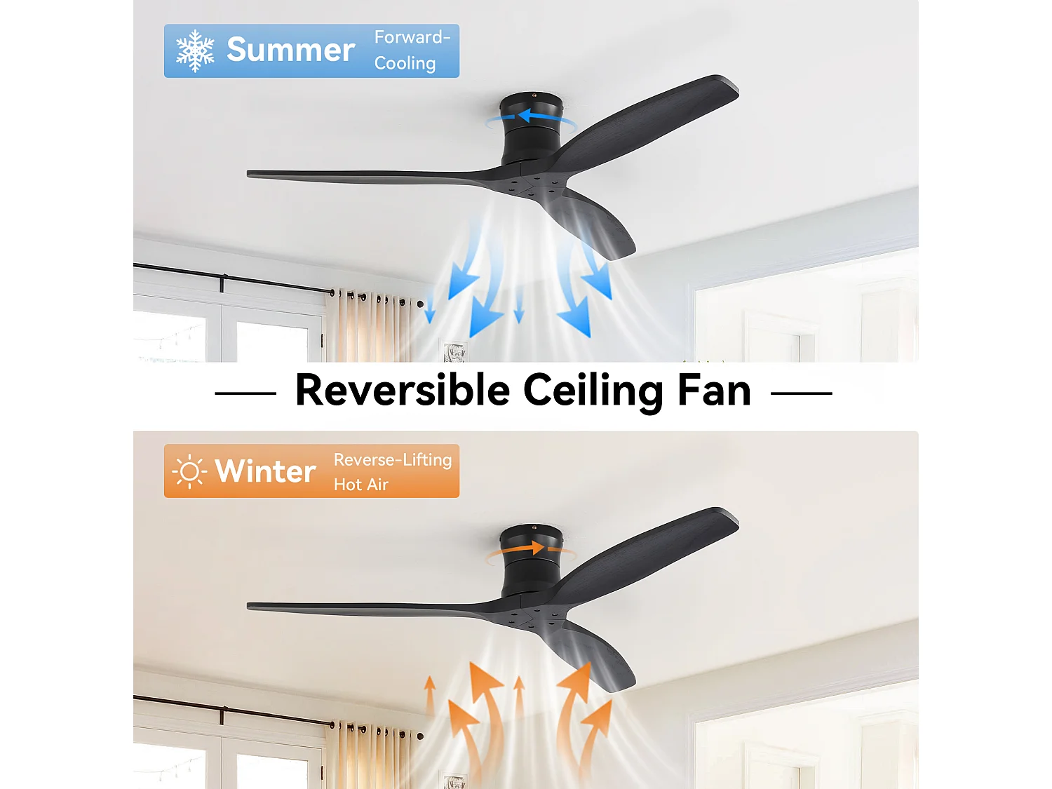 Ventilateur de plafond 132 cm avec télécommande avec 6 vitesses avec minuteur Bois massif noir mat