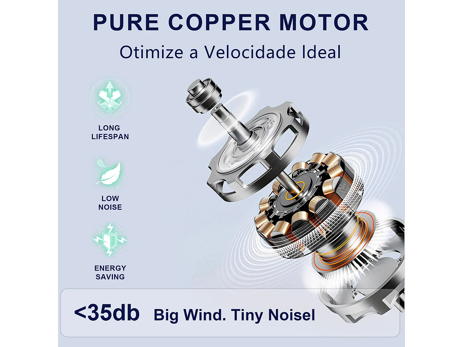 Ventilateur de plafond 48.3 cm avec éclairage, moteur réversible 6 vitesses, noir bois foncé