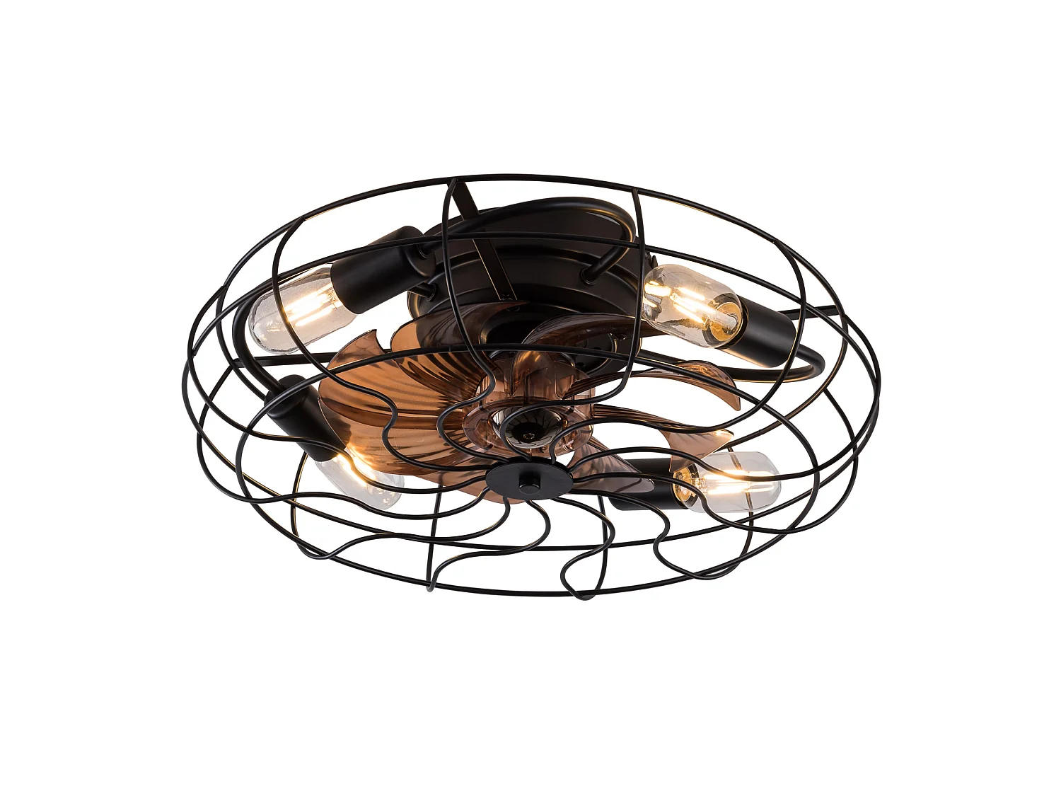 Ventilateur de plafond 48.3 cm avec éclairage, moteur réversible 6 vitesses, noir bois foncé