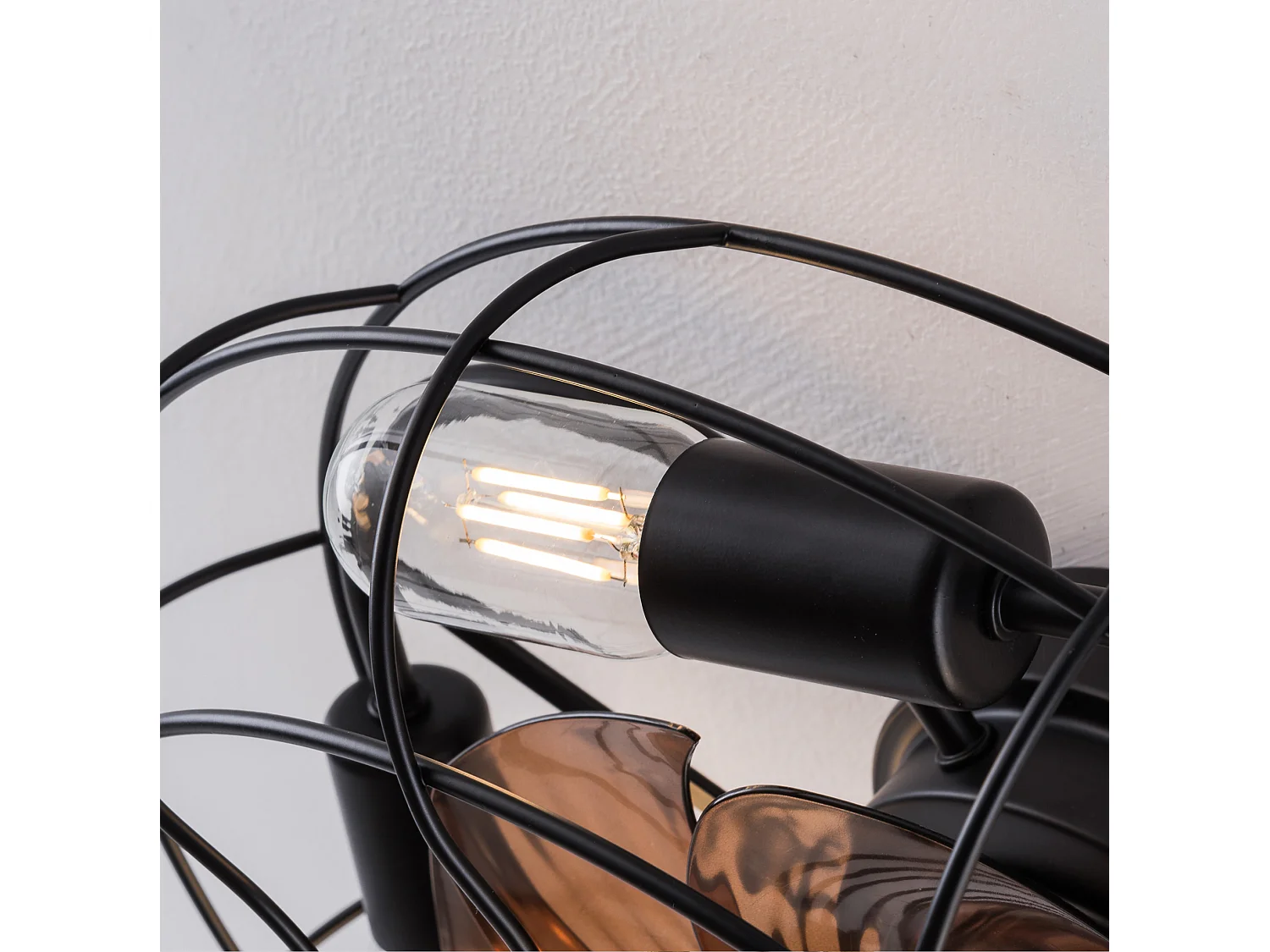 Ventilateur de plafond 48.3 cm avec éclairage, moteur réversible 6 vitesses, noir bois foncé