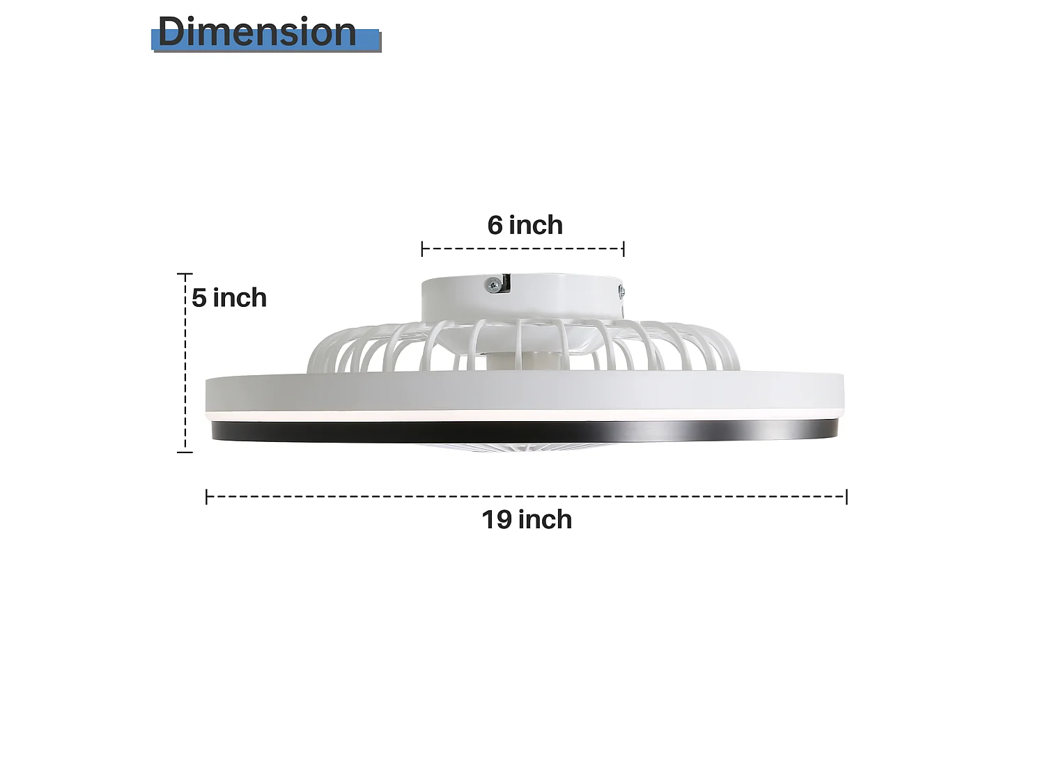 Ventilateur de plafond 48.3 cm avec télécommande, éclairage RGB et lumière à 3 couleurs ABS blanc