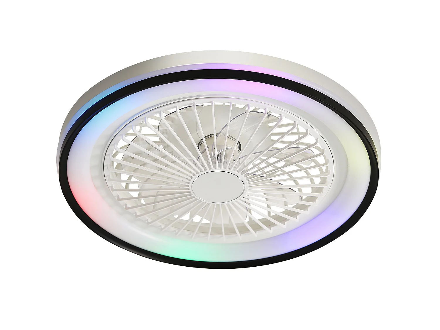 Ventilateur de plafond 48.3 cm avec télécommande, éclairage RGB et lumière à 3 couleurs ABS blanc