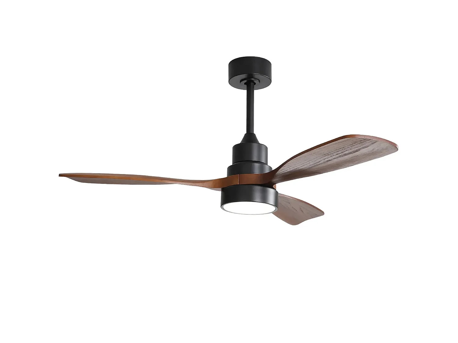 Ventilateur de plafond 122 cm avec lumière LED avec télécommande avec moteur réversible Métal et bois noir