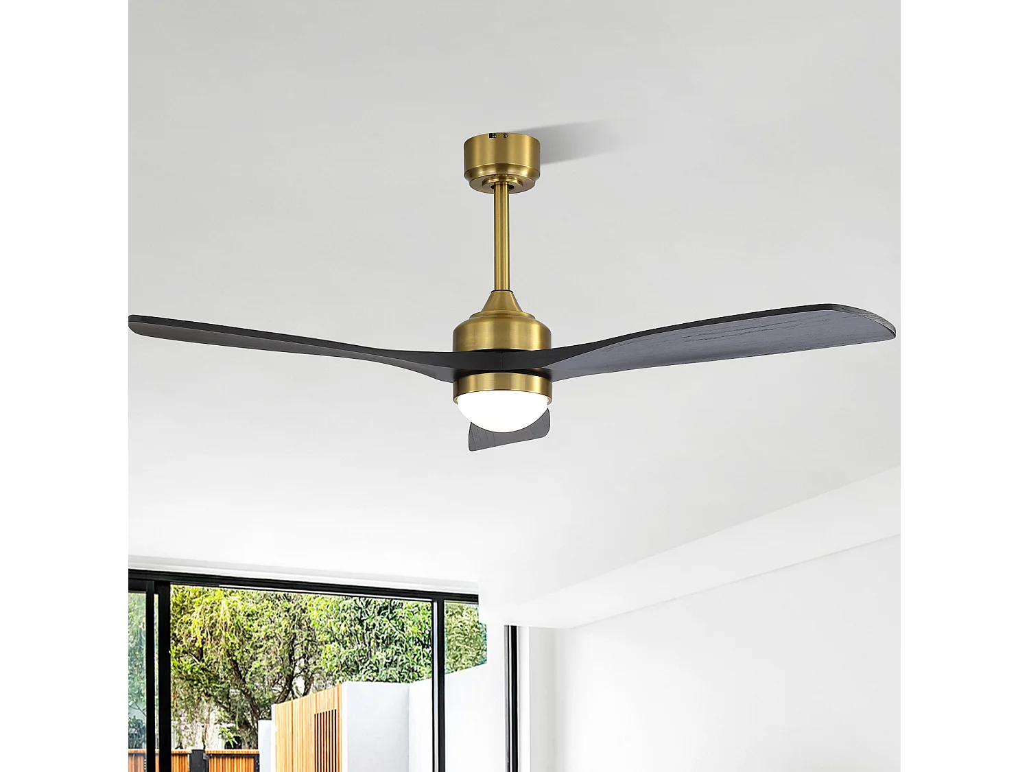 Ventilateur de plafond 132 cm avec LED, télécommande, minuterie et 6 vitesses Bois doré