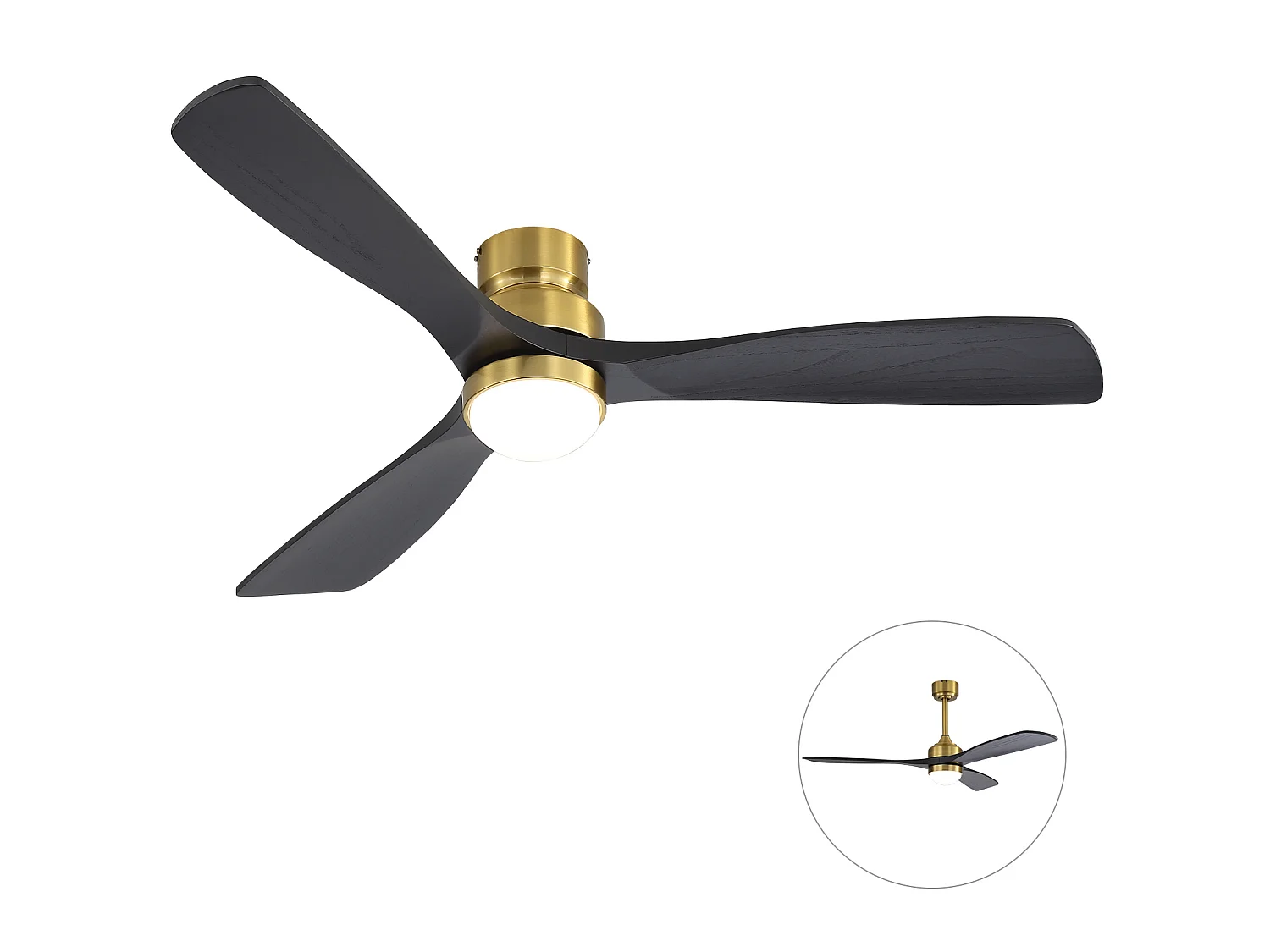 Ventilateur de plafond 132 cm avec LED, télécommande, minuterie et 6 vitesses Bois doré