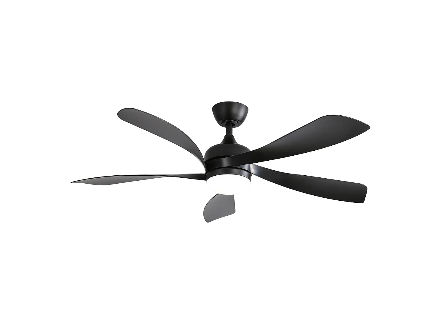 Ventilateur de plafond 132 cm avec éclairage LED, télécommande, minuterie, moteur DC silencieux ABS noir