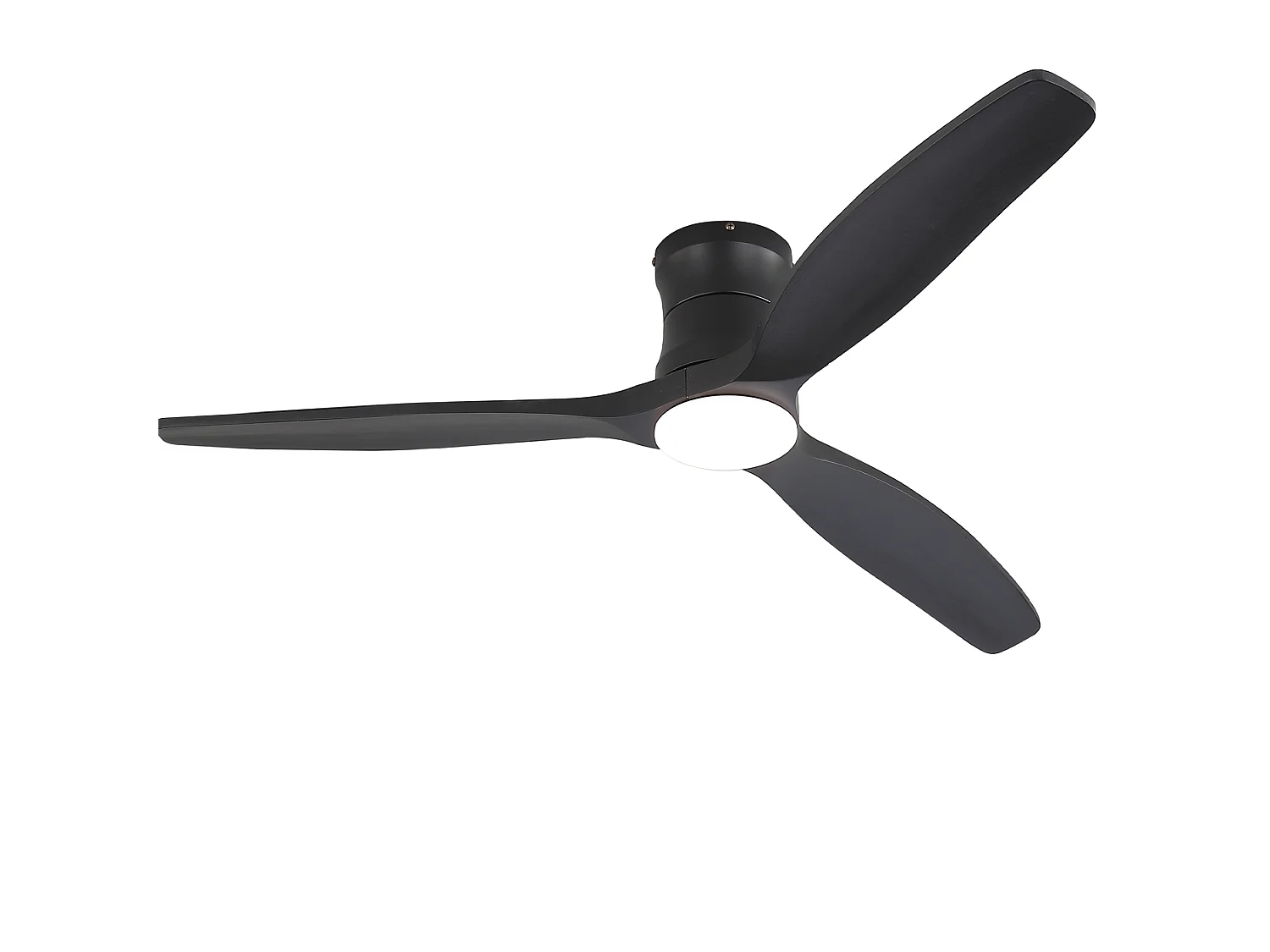 Ventilateur de plafond 132 cm avec lumière LED, télécommande, moteur DC, 3 pales Bois noir mat