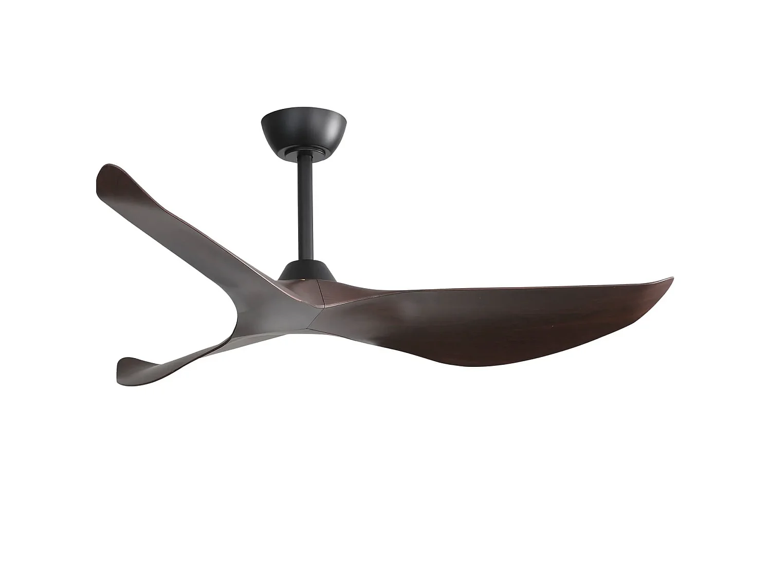 Ventilateur de plafond 96 cm avec moteur DC réversible, 6 vitesses, télécommande, sans éclairage ABS noir