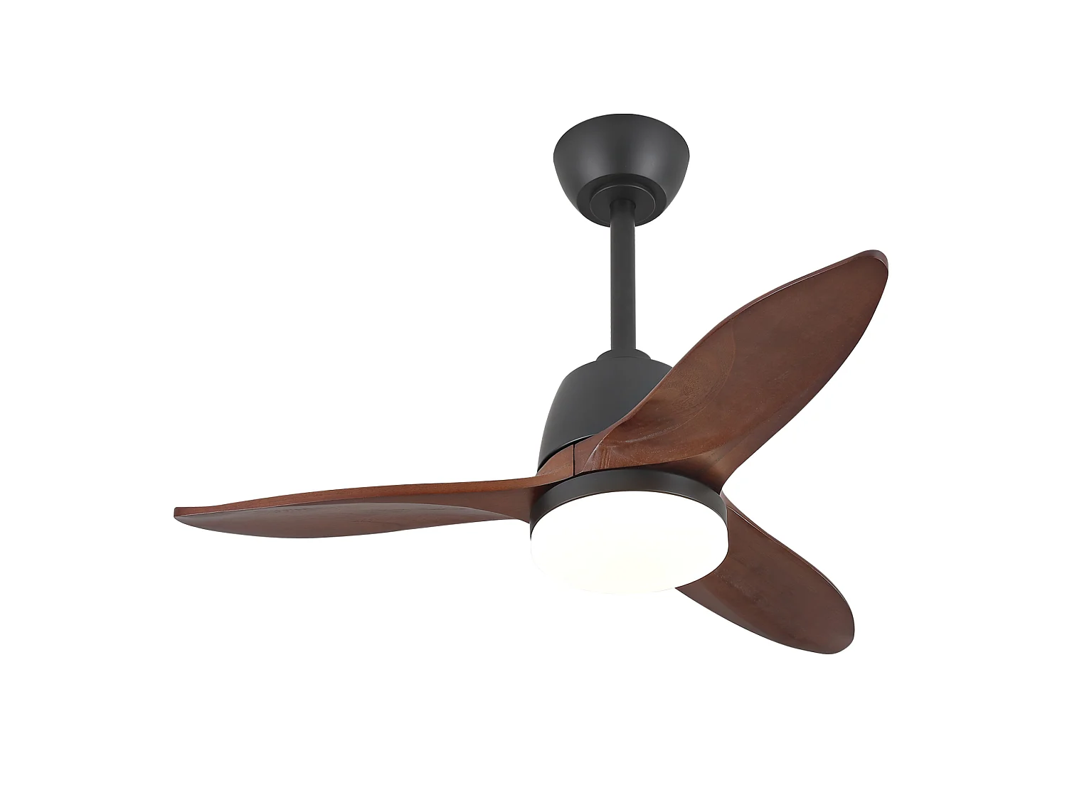 Ventilateur de plafond 91.4 cm avec LED, 3 teintes, moteur DC réversible Bois massif noir et noyer foncé