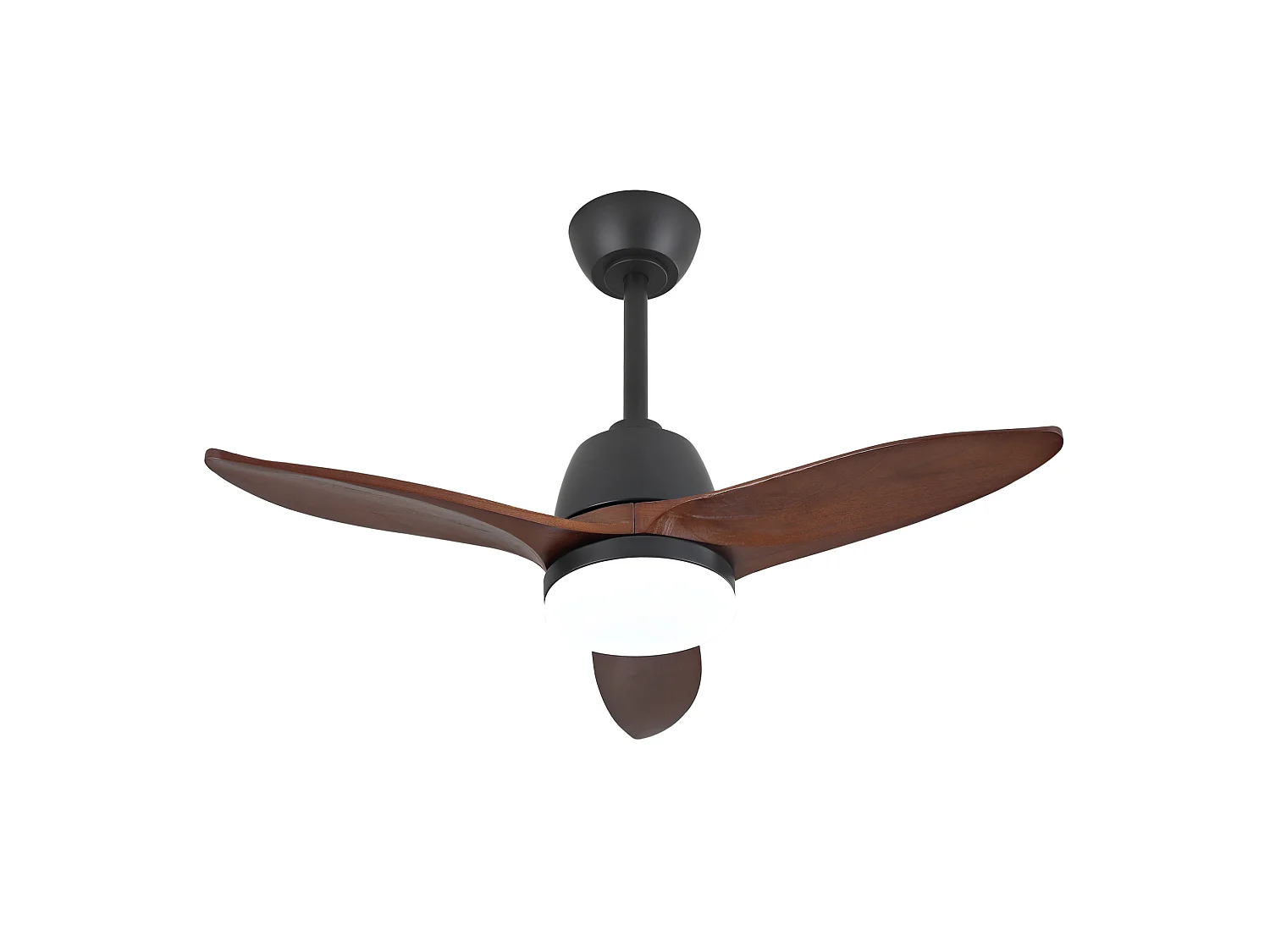 Ventilateur de plafond 91.4 cm avec LED, 3 teintes, moteur DC réversible Bois massif noir et noyer foncé